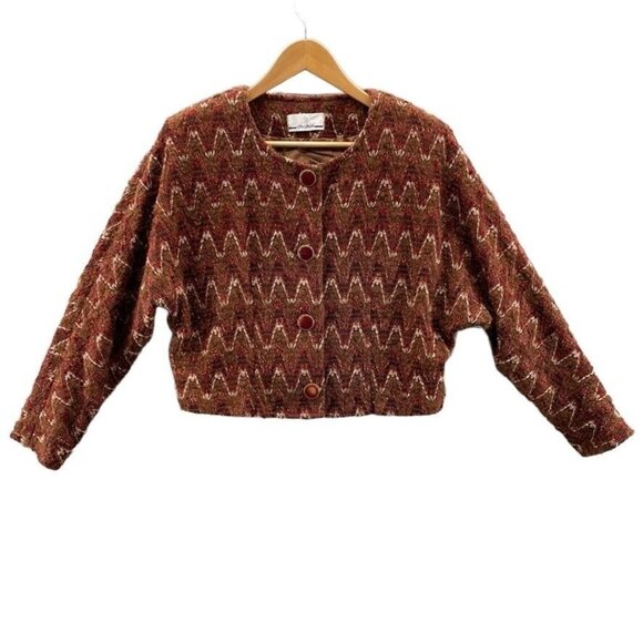 CHYPHON Sweater Cardigan Womens 8 Red Gold Tapestry Button Front Lined Vintage - Picture 1 of 7
